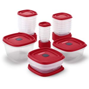 Rubbermaid 2063704 Easy Find Vented Lids Food Storage Container, 42 Piece, New Assortment, Racer Red