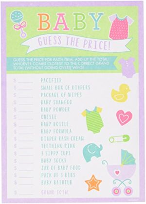 Amscan 380045 Entertainment, Baby Shower Guess The Price Game Party Supplies, 7 x 5 Sheets, Multicolor