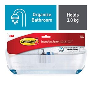 Command Shower Water-Resistant, Clear Frosted, 1 Caddy, 4 Strips (BATH11-ES), 4.8 x 11.3 x 6,