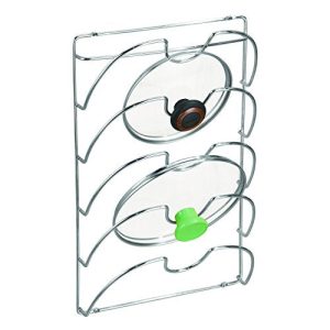 InterDesign Classico Kitchen Cabinet Wall Mount Lid Rack for Pots and Pans, Space Saver, 10.80 x 3.83 x 16.76, Chrome