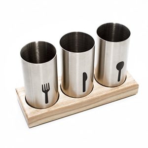 Blissful Home Stainless Steel Utensil Cutlery Holder Caddy, Organize Your Flatware & Silverware with Ease! - Ideal for Kitchen, Dining, Entertaining, Picnics, and Much More