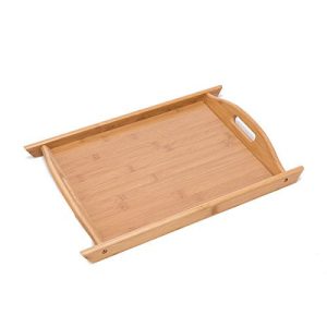 THY COLLECTIBLES Bamboo Breakfast Tray Food Buller Serving Tray With Handles For Home Party Camping (Med 14.6 x 10.4)