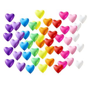 12 Rainbow Latex Helium Heart Shaped Colorful Balloons, Multicolor Wedding Bride Baby Shower Birthday Party Decorations Balloons 50ct