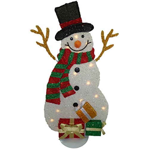 31 White Flannel Snowman with 20 Clear Lights
