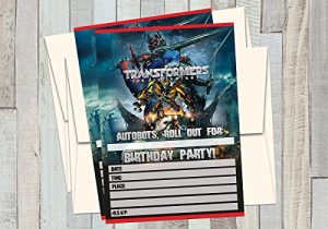12 TRANSFORMERS - THE LAST KNIGHT - Birthday Invitations (12 5x7in Cards, 12 matching white envelopes)