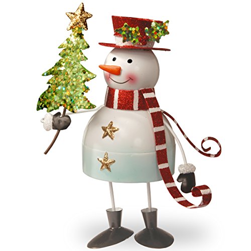 10 White Wire 3D Snowman Holding Tree