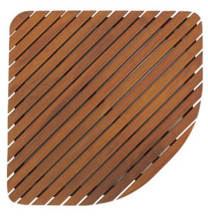 Bare Decor Dania Corner Shower Spa Mat, 24 by 24-Inch, Solid Teak Wood and Oiled Finish