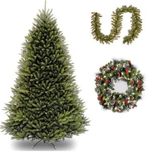 10' Dunhill Fir Tree with 9' x 10 Norwood Fir Garland includes Clear Lights and 24 Crestwood Spruce Wreath includes LED Lights