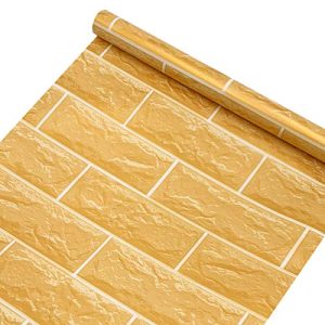 SimpleLife4U Yellow Brick Pattern Contact Paper Self-Adhesive Shelf Liner Removable Vinyl Wall Art 17.7inch by 9.8 Feet