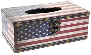 Juvale Tissue Box Wood Cover Holder - American Flag - Red White and Blue - 10 x 6 x 4 inches