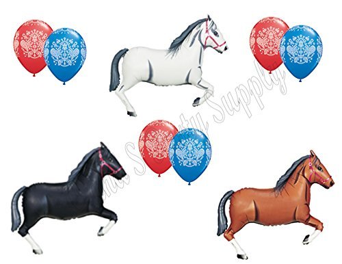3 HORSES & BANDANA Birthday PARTY Hoedown Rodeo Balloons Decorations Supplies