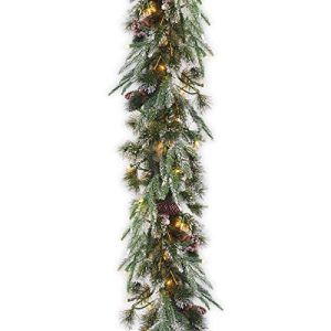 9'x10 Feel Real Liberty Pine Garland with Snow and Pine Cones and 50 Clear Lights
