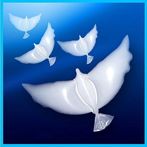 ABULU Eco-friendly Biodegradable Helium Balloons, White Peace Dove Balloon for Weddings, Anniversary, Christenings Birthdays and Memorials & Other Occasions- Set of 30