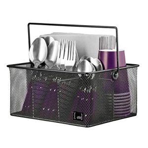 Utensil Holder By Mindspace, Kitchen Condiment Organizer and Flatware Utensil Caddy | The Mesh Collection, Black