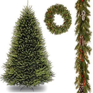 10' Dunhill Fir Tree with 9' x 10 Frosted Berry Garland and 30 Crestwood Spruce Wreath includes Clear Lights
