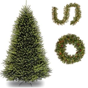10' Dunhill Fir Tree with 9' x 10 Norwood Fir Garland includes Clear Lights and 30 Crestwood Spruce Wreath includes LED Lights