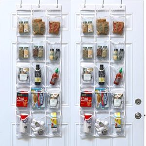2 Pack - SimpleHouseware Crystal Clear Over The Door Hanging Pantry Organizer (52 x 18)
