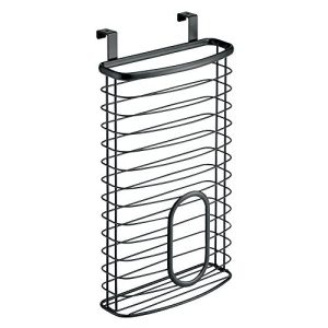 InterDesign Axis Over the Cabinet Kitchen Storage Holder for Plastic and Garbage Bags - Matte Black