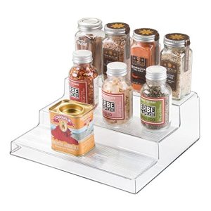 InterDesign Linus Plastic 3-Tier Spice, Stadium Organizer Rack for Kitchen Pantry, Cabinet, Countertops, Bathroom, Desk, Clear