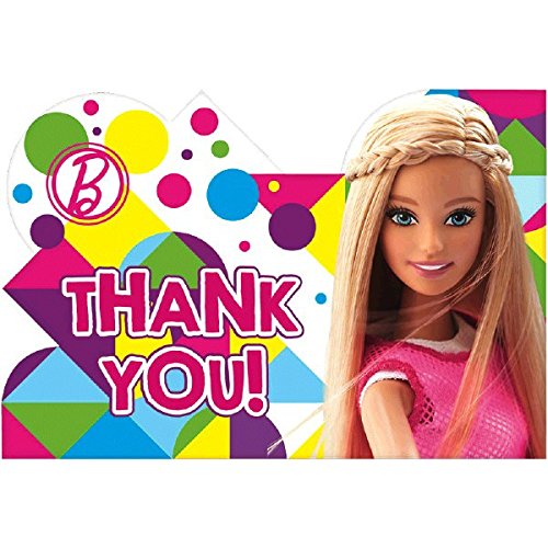 Amscan Postcard Thank You Cards | Barbie Sparkle Collection | Party Accessory