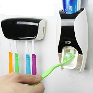 WAYCOM Dust-Proof Toothpaste Dispenser Toothpaste Squeezer Kit (Black)