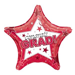 Red Congrats Grad Graduation Star 19 Mylar Balloon