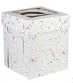 CakeSupplyShop Item#6UK 12inch X 12inch X 12inch Tall Tiered Double Layer Cake Carry Transport Box with Butterfly Cake Topper- 2ct