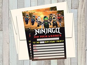 12 Ninjago Movie - Birthday Invitations (12 5x7in Cards, 12 Matching White envelopes)