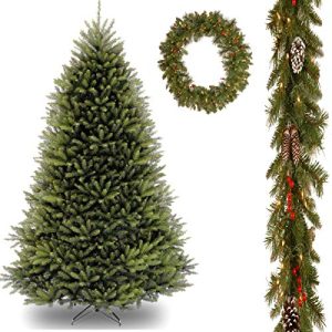 10' Dunhill Fir Tree with 9' x 10 Frosted Berry Garland and 36 Crestwood Spruce Wreath includes Clear Lights