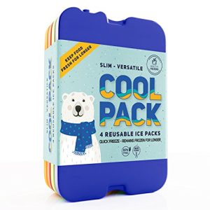 [NEW] Ice Packs for Lunch Box - Freezer Packs - Original Cool Pack | Slim & Long-Lasting Ice Pack for your Lunch or Cooler Bag (4pk)