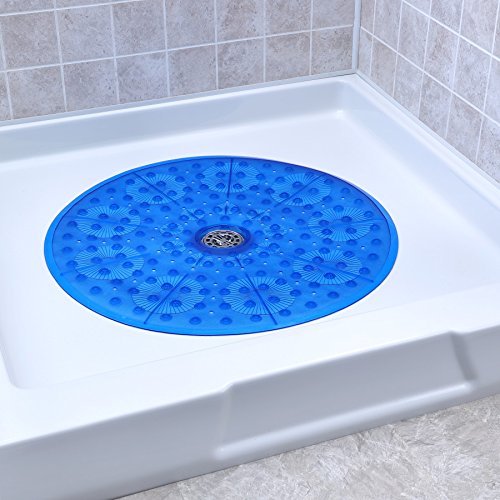 Round Shower Mat with Suction Cups 23" Diameter White Mat by SlipX Solutions 