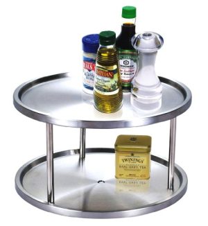 Cook N Home 10.5-Inch 2 Tier Lazy Susan Turntable Organizer, Stainless Steel