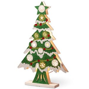 17 Wood-Look Double Sided Tree with 10 Warm White Battery Operated LED Lights