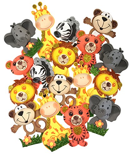 AVELLIM 18 Small Safari Jungle Zoo Animals (4 Tall) Foam Decorations for Baby Shower, Birthday Parties Gifts for Boys Girls Wood Sticks Included