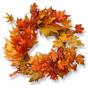 Harvest Accessories-24 Wreath with Maple Leaves