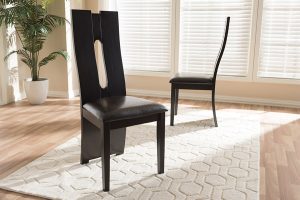 Baxton Studio Alani Modern and Contemporary Dark Brown Faux Leather Upholstered Dining Chair (Set of 2)