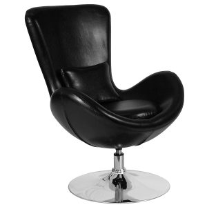 Flash Furniture Egg Series Black Leather Side Reception Chair (pack of 2)