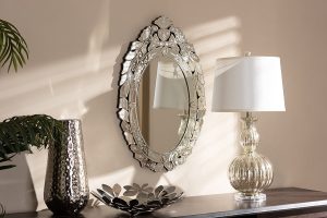 Baxton Studio Livia Classic and Traditional Silver Finished Venetian Style Accent Wall Mirror