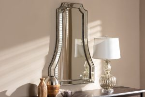 Baxton Studio Sanna Modern and Contemporary Antique Silver Finished Accent Wall Mirror