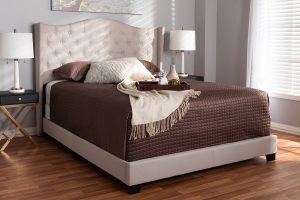 Baxton Studio Alesha Modern and Contemporary Beige Fabric Upholstered Full Size Bed