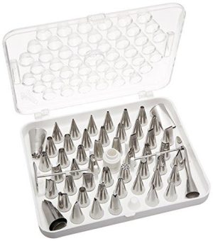 Ateco 55-Piece Stainless Steel Decorating Tube Set With Hinged Storage Box