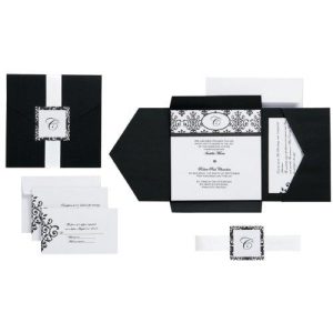 Wilton Black & White Scroll Monogram Pocket Invitation Kit