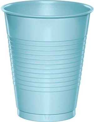 Creative Converting 28157081 20 Count Touch Of Color Plastic Cups, 16 Oz, Pastel Blue