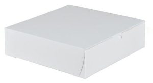 Southern Champion Tray 0953 Premium Clay-Coated Kraft Paperboard White Non-Window Lock Corner Bakery Box, 9 Length X 9 Width X 2.5 Height (Case Of 250)