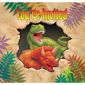Creative Converting Dino Blast 8 Count Enhanced Party Invitations