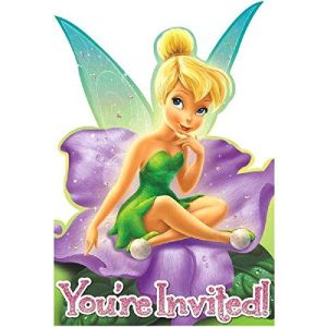 Disney Tinkerbell Fairy Birthday Party Invitation (8 Pack), Multi Color, 5 7/9 X 4 1/4.