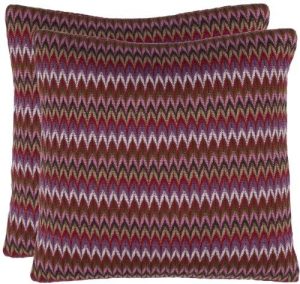 Safavieh Pillow Collection 18-Inch Zig-Zag Pillow, Raspberry Red, Set Of 2