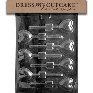 Dress My Cupcake Chocolate Candy Mold, Small Heart Lollipop, Valentine's Day