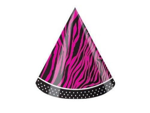 Creative Converting Pink Zebra Boutique Child Size Birthday Party Hats, 8 Count
