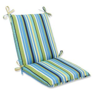 Pillow Perfect Outdoor Topanga Stripe Lagoon Squared Corners Chair Cushion